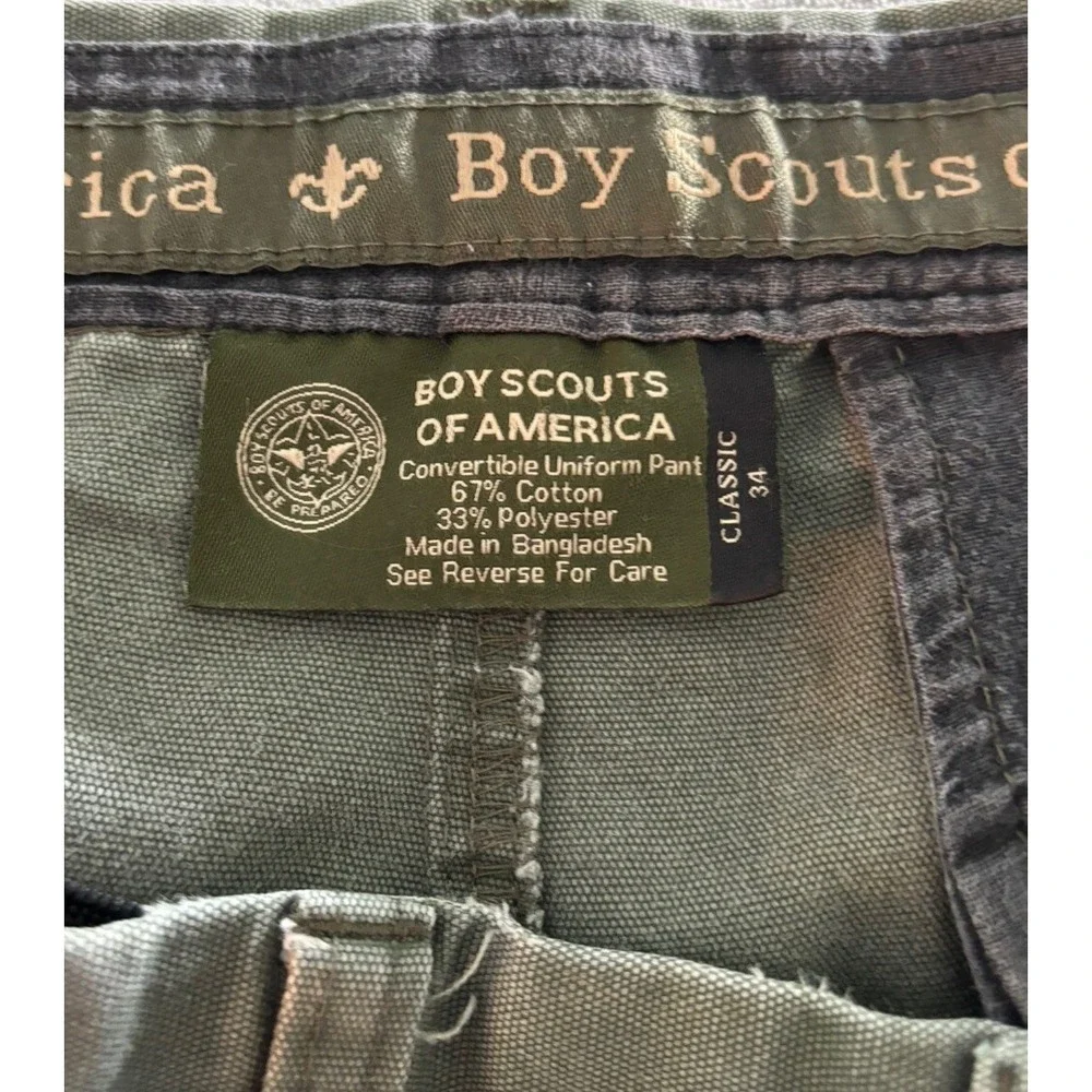 Boy Scouts Cargo Shorts Mens 34 Green Outdoor Hiking Canvas Outdoors **